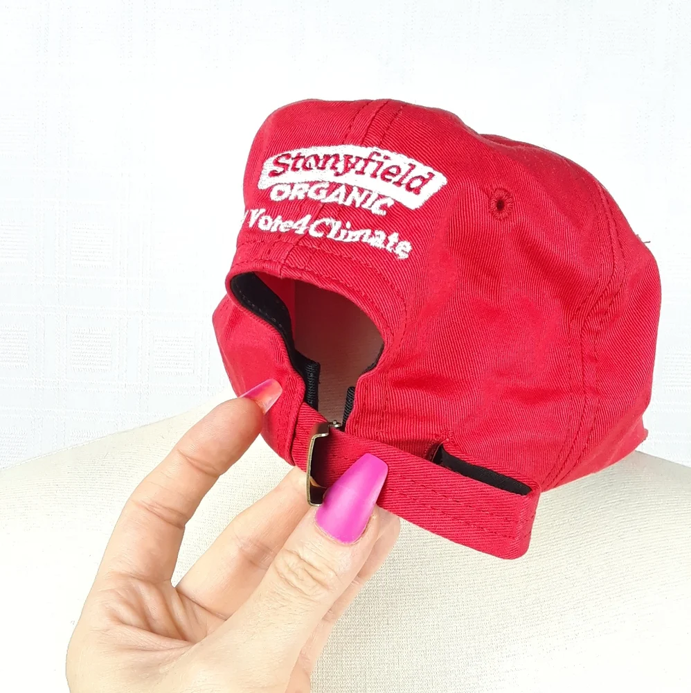 Hat Make Earth Cool Again Stonyfield Mens Womens Visor Cotton Hat Adjustable Red